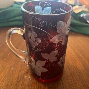 BOHEMIAN RUBY RED CUT GLASS